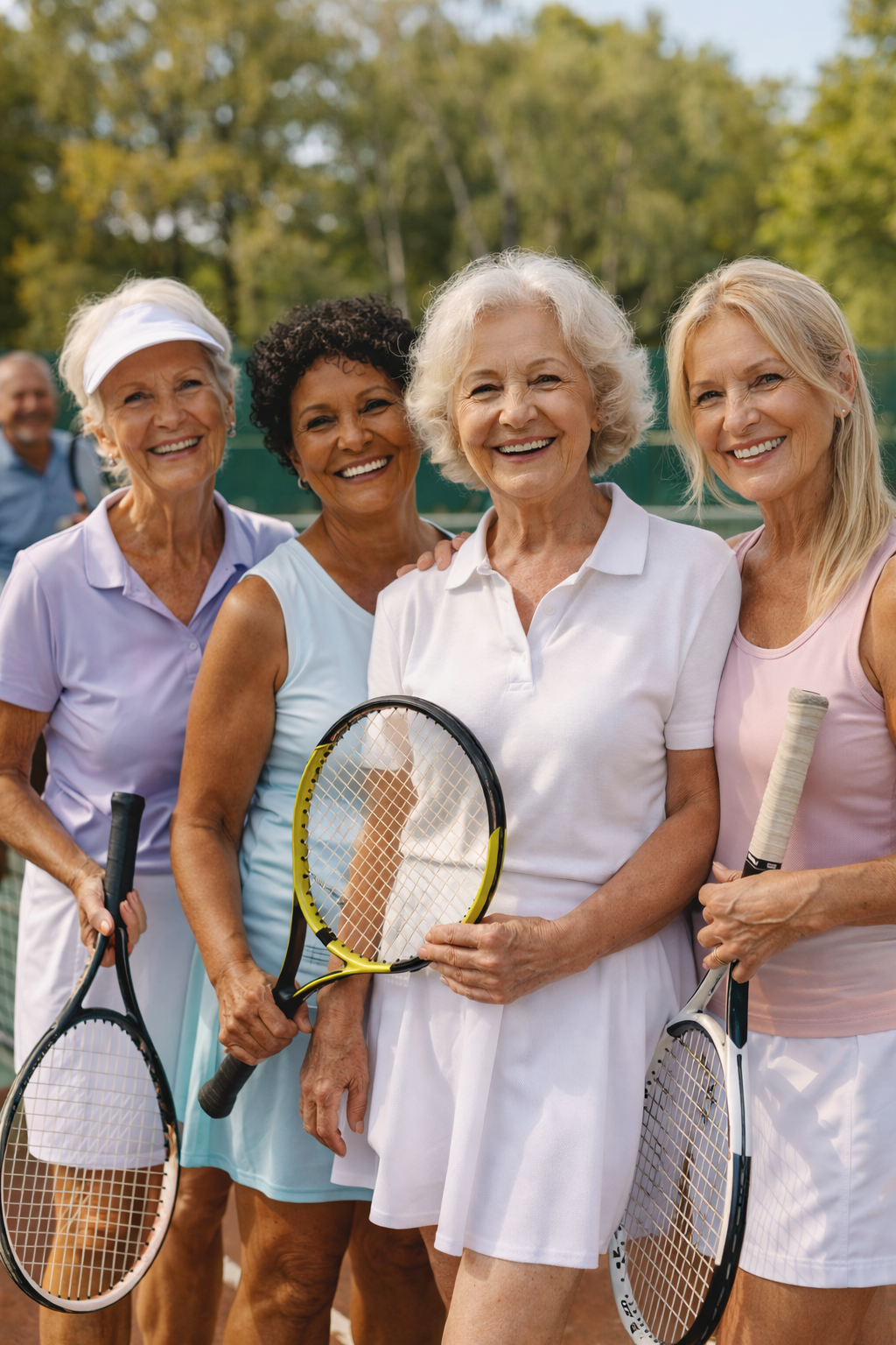 Maria mit Tennisfreundinnen
